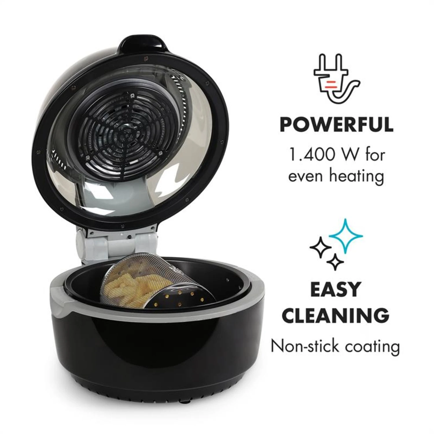 VitAir Heißluftfritteuse Schwarz 1400W Grillen Backen 9 Liter 3 VitAir Heißluftfritteuse Schwarz 1400W Grillen Backen 9 Liter – Bild 3