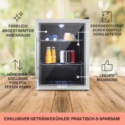 Beersafe XL Kühlschrank 60 Liter 2 Böden Panoramaglastür Edelstahl -Haushaltsgeräte Rabatte 10027672 DE 0005 usp