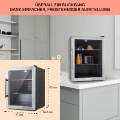 Beersafe XL Kühlschrank 60 Liter 2 Böden Panoramaglastür Edelstahl -Haushaltsgeräte Rabatte 10027672 DE 0006 usp