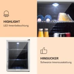 Beersafe XL Kühlschrank 60 Liter 2 Böden Panoramaglastür Edelstahl -Haushaltsgeräte Rabatte 10027672 de 0003 logo