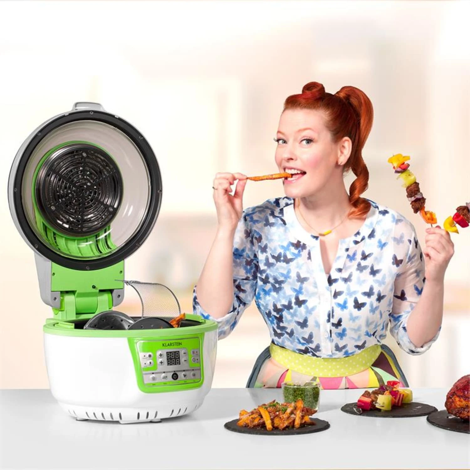 VitAir Turbo Heißluftfritteuse Grün-weiß 1400W Grillen Backen 9l 3 VitAir Turbo Heißluftfritteuse Grün-weiß 1400W Grillen Backen 9l – Bild 3