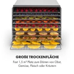 Fruit Jerky Steel 10 Dörrautomat 10 Etagen 1000 W Fläche: 1,5 M² Timer -Haushaltsgeräte Rabatte 10028437 de 0006 logo
