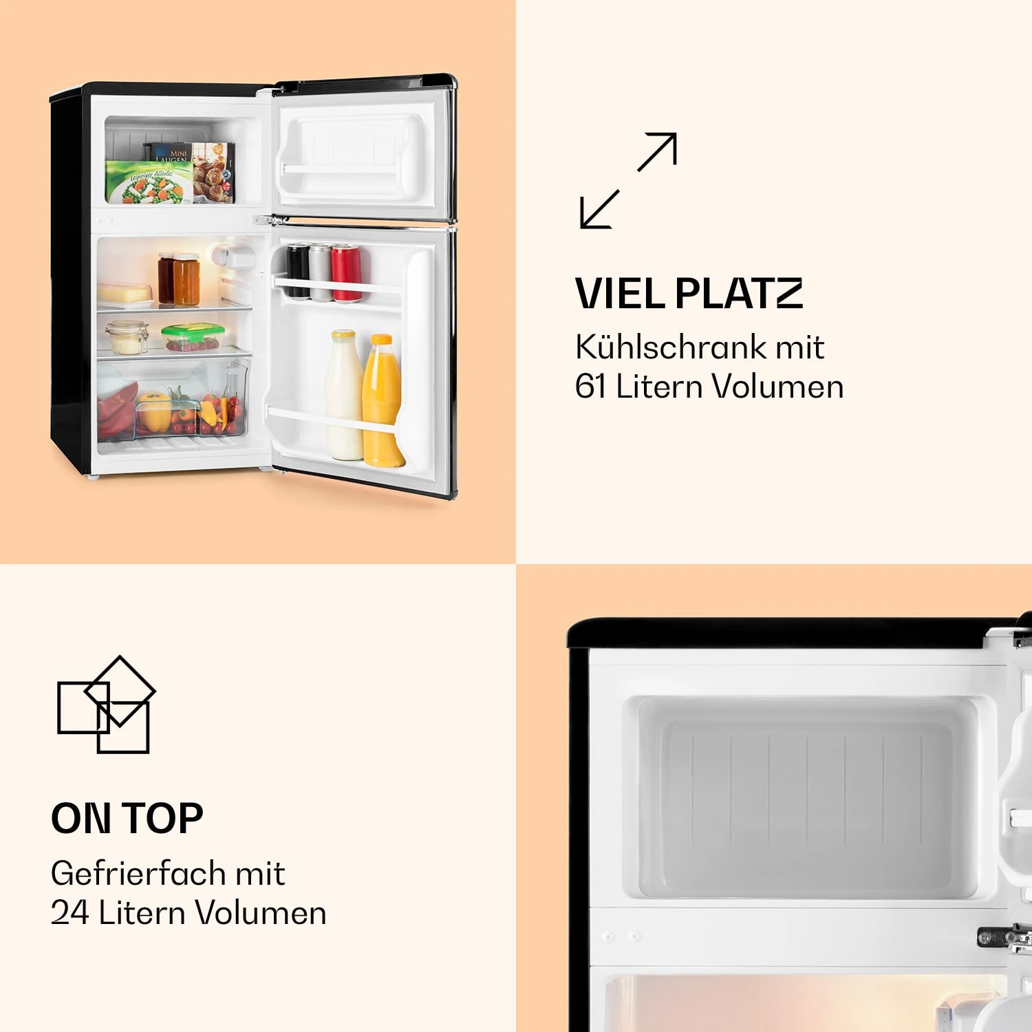 Monroe Kühl- & Gefrierkombination 61/24 Liter 0 - 10 °C 70 Watt 3 Monroe Kühl- & Gefrierkombination 61/24 Liter 0 - 10 °C 70 Watt – Bild 3