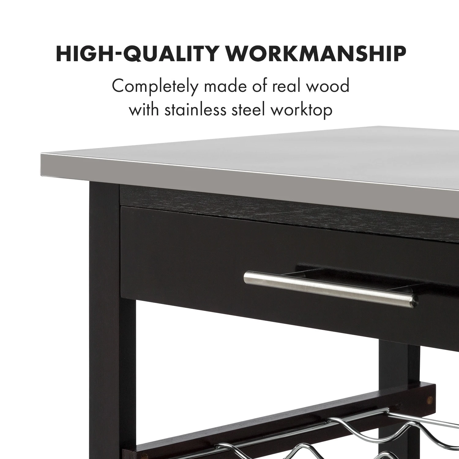 Vermont Servierwagen Küchenwagen 5 Etagen Holz Edelstahl Mobil 4 Vermont Servierwagen Küchenwagen 5 Etagen Holz Edelstahl Mobil – Bild 4