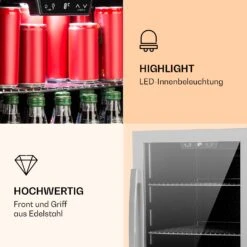 Beersafe 4XL Kühlschrank 124 Liter 4 Böden Panoramaglastür Edelstahl -Haushaltsgeräte Rabatte 10031929 de 0003 logo