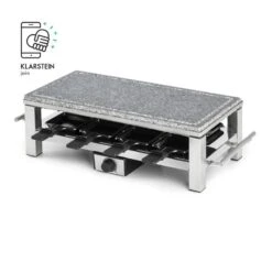 Schmelzlette Raclette 1500W Naturstein-Platte Edelstahlgehäuse -Haushaltsgeräte Rabatte 10032028 yy 0007 logo Klarstein Schmelzlette Raclette 1500W Edelstahl