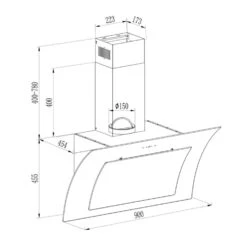 Sabia 90 Dunstabzugshaube 90cm 600m³/h LEDs 3 Leistungsstufen Schwarz -Haushaltsgeräte Rabatte 10032292 uk 0011 logo Klarstein Sabia 90 Dunstabzugshaube schwarz