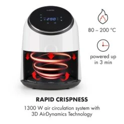 AirVital Heißluftfritteuse 1300W 2,5l CeraPlus-Antihaft Touch Weiß -Haushaltsgeräte Rabatte 10032331 yy 0004 logo Klarstein AirVital Heissluftfritteuse 1300W weiss reedit