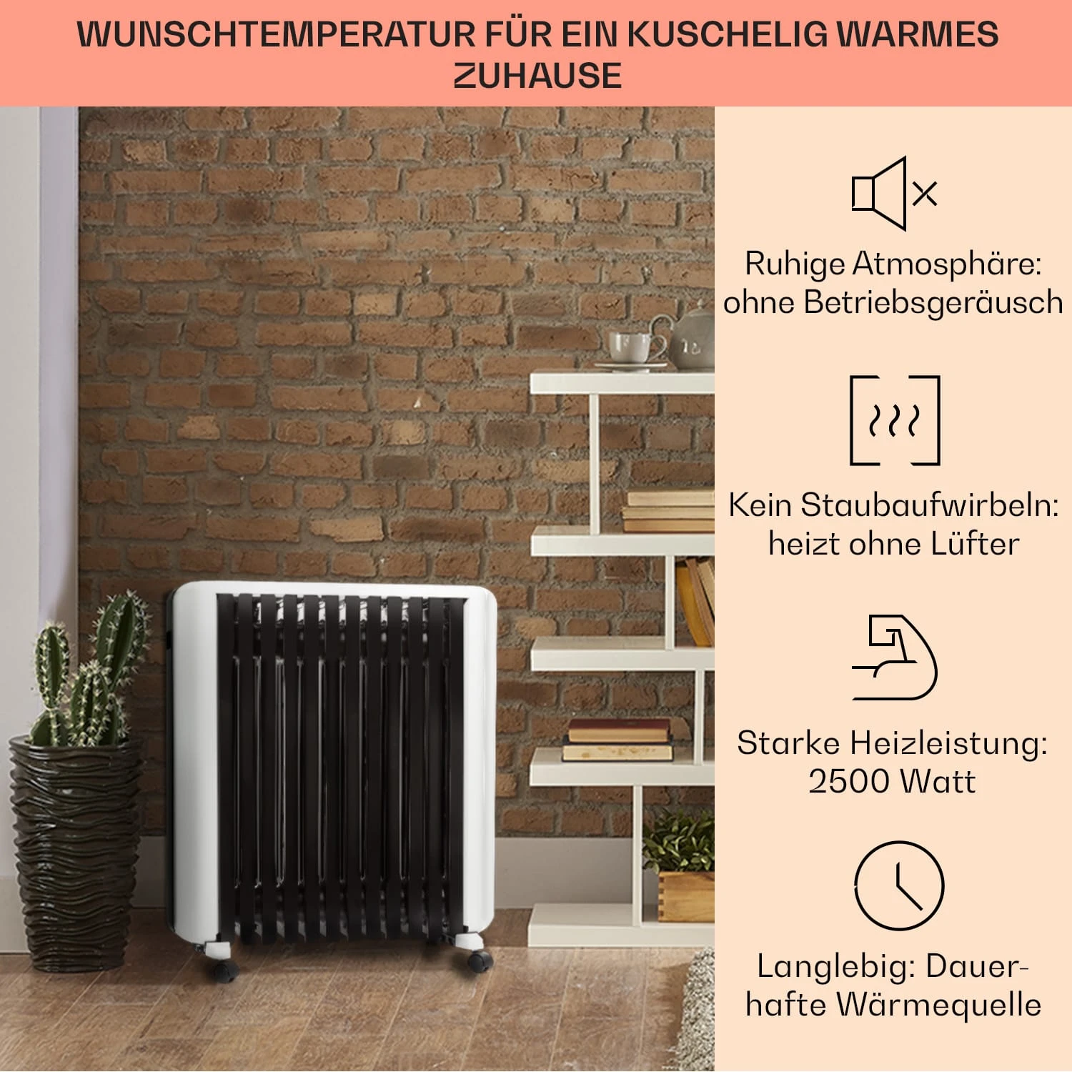 Thermaxx 2500 Ölradiator 2500W 5-35° C 24h-Timer Weiß/schwarz 2 Thermaxx 2500 Ölradiator 2500W 5-35° C 24h-Timer Weiß/schwarz – Bild 2