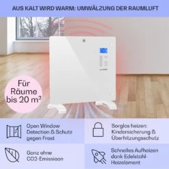 Norderney Konvektions-Heizgerät Thermostat Timer 1000W 20m² Weiß -Haushaltsgeräte Rabatte 10032788 de 0004 usp