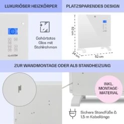 Norderney Konvektions-Heizgerät Thermostat Timer 1000W 20m² Weiß -Haushaltsgeräte Rabatte 10032788 de 0006 usp