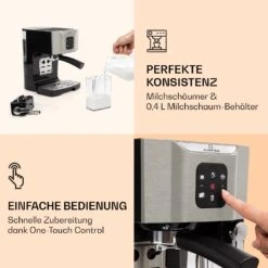 BellaVita Kaffeemaschine 3-in-1 1450 W 20 Bar Milchschäumer -Haushaltsgeräte Rabatte 10032806 de 0003 logo