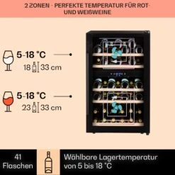 Barossa 40 Duo Weinkühlschrank 2 Zonen 41 Flaschen Glastür Touch LED -Haushaltsgeräte Rabatte 10032924 de 0003 usp