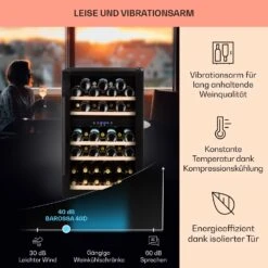 Barossa 40 Duo Weinkühlschrank 2 Zonen 41 Flaschen Glastür Touch LED -Haushaltsgeräte Rabatte 10032924 de 0004 usp