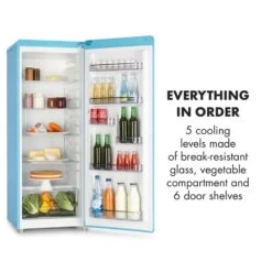 Irene XL Vollraumkühlschrank 240 Liter Retro-Design -Haushaltsgeräte Rabatte 10032979 uk 0005 logo freezer blue