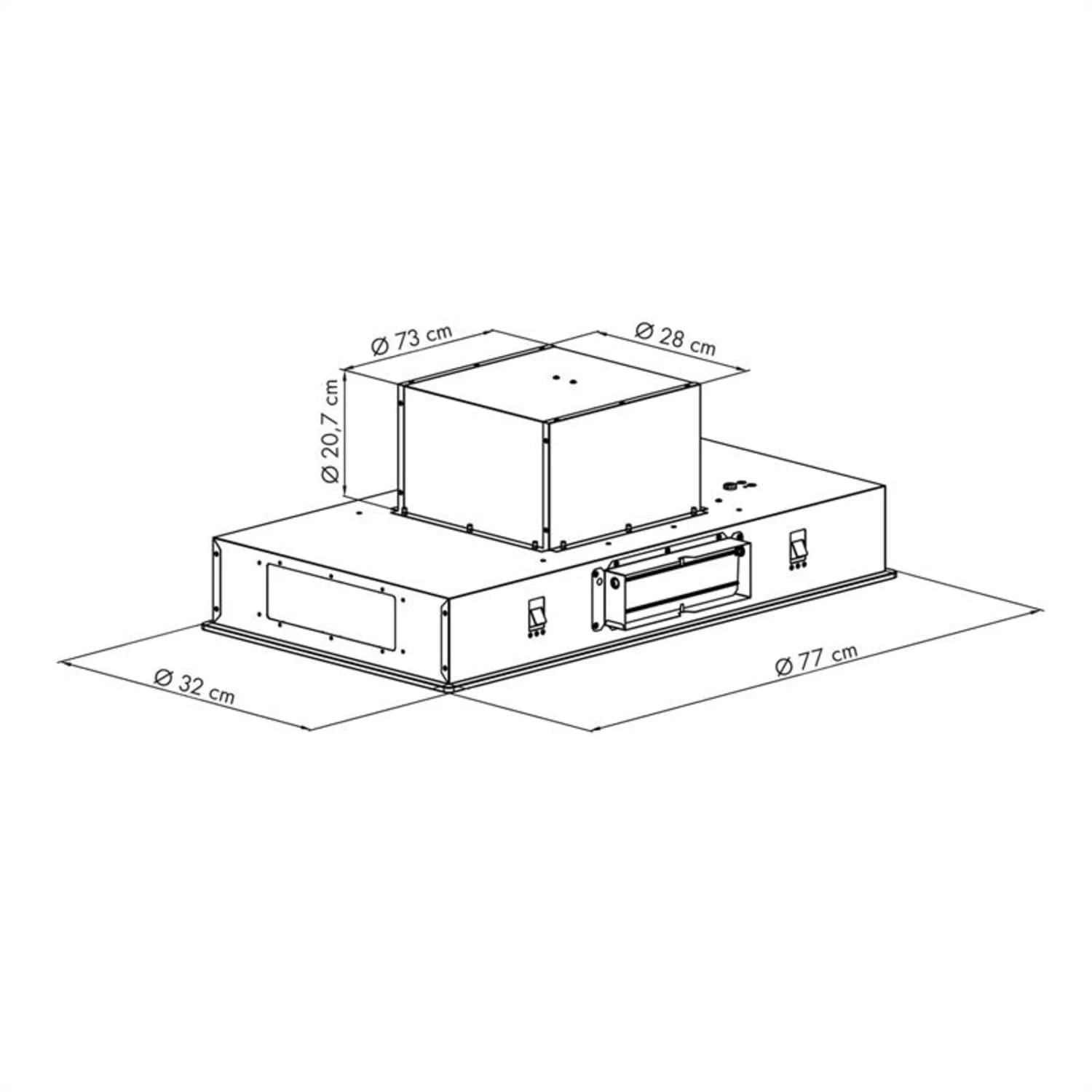High Line Deckenhaube 77 Cm 410 M3/h 75W 3 Stufen Fernbedienung – Bild 10