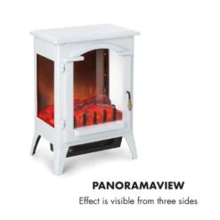 Graz Elektrischer Kamin 1000/2000W Thermostat PanoramaView -Haushaltsgeräte Rabatte 10033095 yy 0007 logo Klarstein Graz Elektrischer Kamin weiss