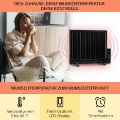Wallander Ölradiator 600W Thermostat Ölheizung Ultraflach Schwarz -Haushaltsgeräte Rabatte 10033099 de 0003 usp