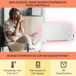 Wallander Ölradiator 1000W Thermostat Ölheizung Ultraflach Weiß -Haushaltsgeräte Rabatte 10033102 de 0003 usp