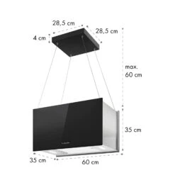 Kronleuchter L Inselabzugshaube 60cm Abluft: 590m³/h LED Touch Glas -Haushaltsgeräte Rabatte 10033106 yy 0011 dimensions