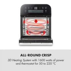 AeroVital Cube Heißluftfritteuse 1600W 12l Timer 16 Programme Schwarz -Haushaltsgeräte Rabatte 10033248 yy 0003 logo Klarstein AeroVital Cube Heissluftfritteuse schwarz reedit