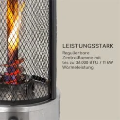 Goldflame Deluxe Terrassenheizstrahler 36.000BTU/11kW Mobil Edelstahl -Haushaltsgeräte Rabatte 10033278 yy 0003 logo Blumfeldt Goldflame Deluxe Heizstrahler schwarz