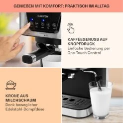 Arabica Espressomaschine 1050W 15 Bar 1,5l Touch-Bedienfeld Edelstahl -Haushaltsgeräte Rabatte 10033729 de 0003 usp
