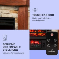 Lienz Elektrischer Kamin 1800W Steindekor Polystone Fernbedienung -Haushaltsgeräte Rabatte 10034122 de 0003 logo