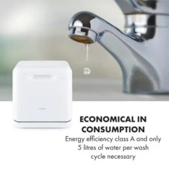 Aquatica Geschirrspüler Freistehend Installationsfrei 2 Gedecke 860W -Haushaltsgeräte Rabatte 10034126 yy 0009 logo Klarstein Aquatica Geschirrspueler weiss