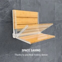 Arielle Deluxe Duschsitz Bambus Aluminium Klappbar 160 Kg Max. Holz -Haushaltsgeräte Rabatte 10034210 yy 0004 logo oneConcept Arielle Deluxe Duschsitz Bambus