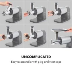 Mett Max Elektrischer Fleischwolf 600W Kupfermotor Aluminium -Haushaltsgeräte Rabatte 10034244 yy 0003 logo Klarstein Mett Max elektrischer Fleischwolf grau