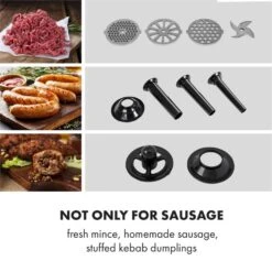 Mett Max Elektrischer Fleischwolf 600W Kupfermotor Aluminium -Haushaltsgeräte Rabatte 10034244 yy 0004 logo Klarstein Mett Max elektrischer Fleischwolf grau