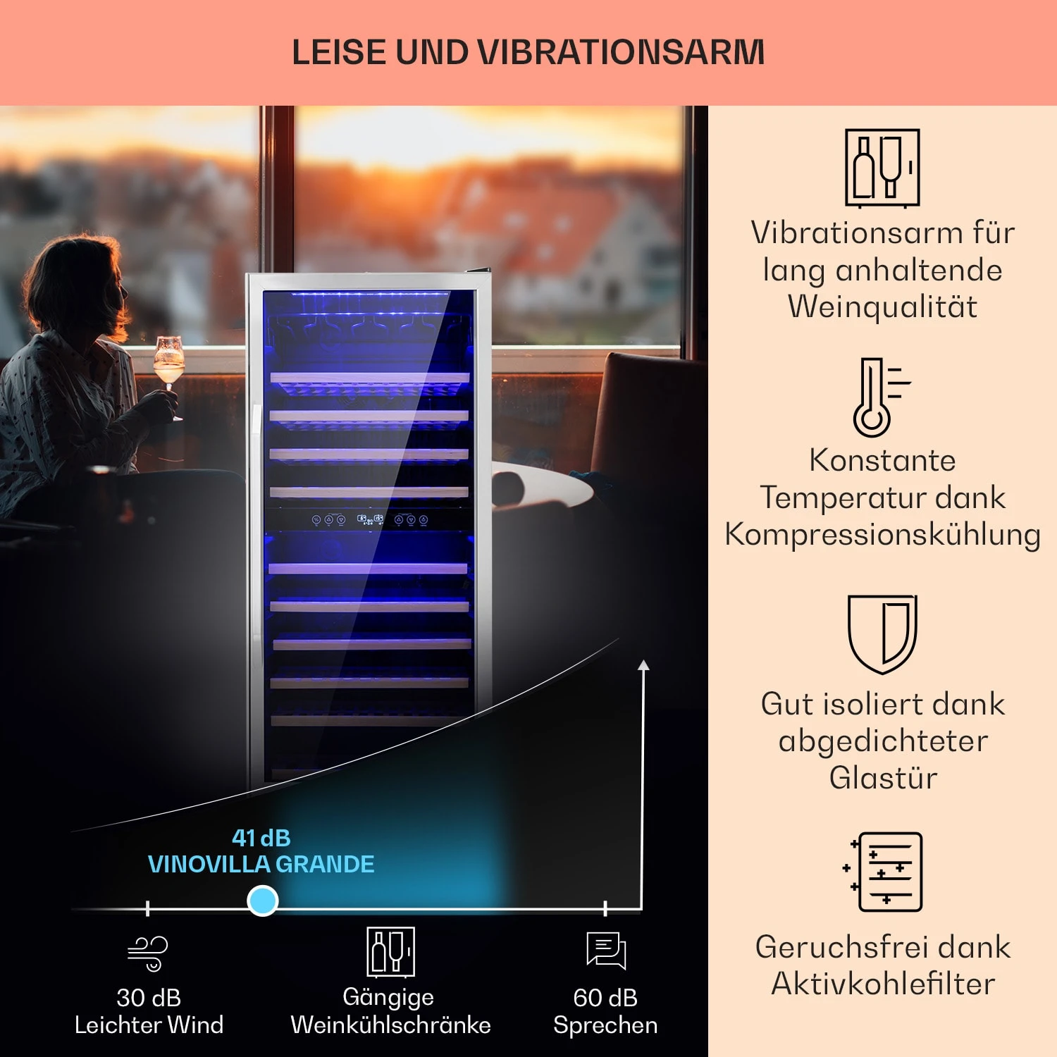 Vinovilla Grande 116 Built-in Duo Weinkühlschrank 310 Ltr 116 Fl. LED 4 Vinovilla Grande 116 Built-in Duo Weinkühlschrank 310 Ltr 116 Fl. LED – Bild 4