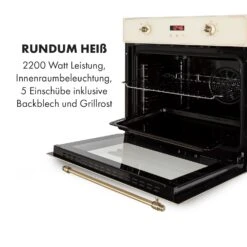 Elizabeth Einbaubackofen Retro 2200W 70L 50 - 250 °C Timer Display -Haushaltsgeräte Rabatte 10034881 de 0006 logo