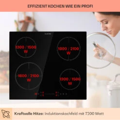 Virtuosa EcoAdapt Induktionskochfeld 4 Zonen 7200W Glas Schwarz -Haushaltsgeräte Rabatte 10034948 de 0003 usp