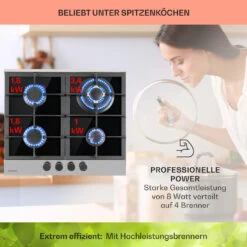 Alchemist 4 Zonen Gaskochfeld Aluminium-Brenner Glaskeramik Schwarz -Haushaltsgeräte Rabatte 10034969 de 0003 usp