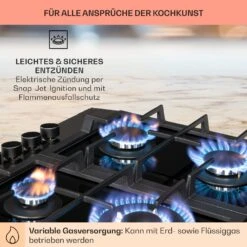 Alchemist 4 Zonen Gaskochfeld Aluminium-Brenner Glaskeramik Schwarz -Haushaltsgeräte Rabatte 10034969 de 0005 usp