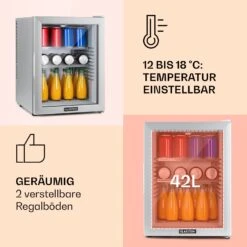 Brooklyn 42 Mini-Kühlschrank Glastür LED Ablage -Haushaltsgeräte Rabatte 10035228 de 0004 usp