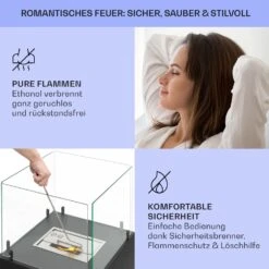 Phantasma Cubo Ethanol-Kamin Rauch- & Geruchlos Edelstahl-Brenner Sicherheitsglas -Haushaltsgeräte Rabatte 10035458 de 0006 usp