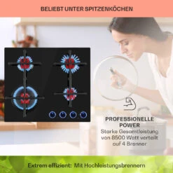Illuminosa 4 Gaskochfeld 4-flammig Sabaf-Brenner Glaskeramik -Haushaltsgeräte Rabatte 10035464 de 0003 usp