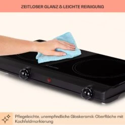Cookbuddy Doppel-Kochfeld 2400W 5 Leistungsstufen Glaskeramik -Haushaltsgeräte Rabatte 10035705 de 0007 usp