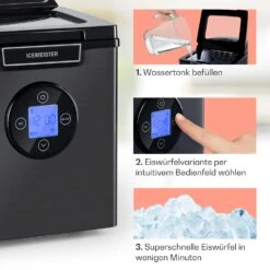Icemeister 2G Eiswürfelmaschine 12kg/24h LC-Display Edelstahl -Haushaltsgeräte Rabatte 10035712 de 0004 usp