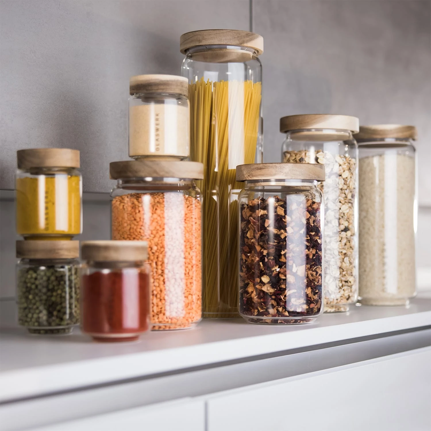 Glaswerk Lovage Vorratsgläser 0,75 1,1 1,5 L 3er Set Borosilikatglas Akazienholzdeckel Silikon 5 Glaswerk Lovage Vorratsgläser 0,75 1,1 1,5 L 3er Set Borosilikatglas Akazienholzdeckel Silikon – Bild 5