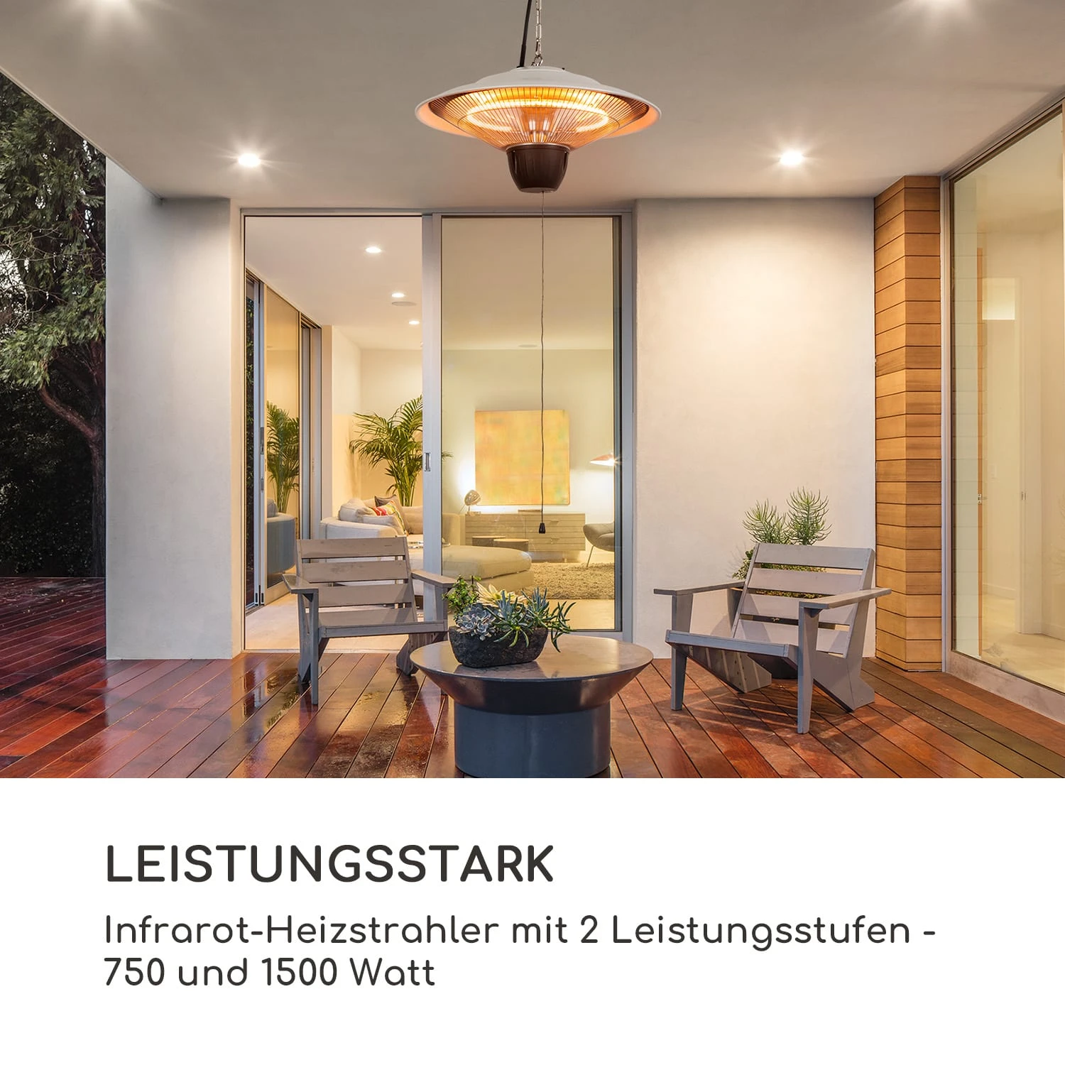 Hitzkopf Infrarot-Deckenheizstrahler Halogen-Heizröhre 2 Stufen 750/1500 W 2 Hitzkopf Infrarot-Deckenheizstrahler Halogen-Heizröhre 2 Stufen 750/1500 W – Bild 2