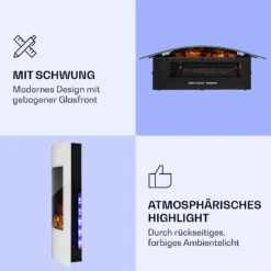 Klarstein Lamington Elektrokamin 2000 W LED-Flammen Heizlüfter Timer Ambientelicht -Haushaltsgeräte Rabatte 10038006 de 0003 logo