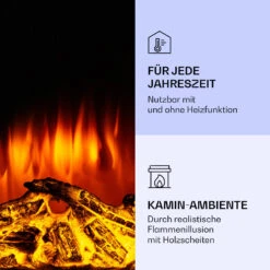 Klarstein Lamington Elektrokamin 2000 W LED-Flammen Heizlüfter Timer Ambientelicht -Haushaltsgeräte Rabatte 10038006 de 0006 logo