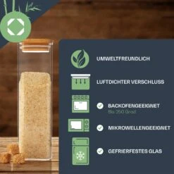 Eckiges Glas Mit Bambusdeckel Luftdicht Silikonring 10 X 25 X 10 Cm -Haushaltsgeräte Rabatte 10038076 de 0005 logo