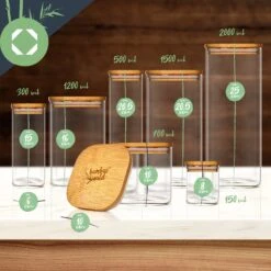 Eckiges Glas Mit Bambusdeckel Luftdicht Silikonring 6 X 15 Cm 300 Ml -Haushaltsgeräte Rabatte 10038114 yy 0007 logo