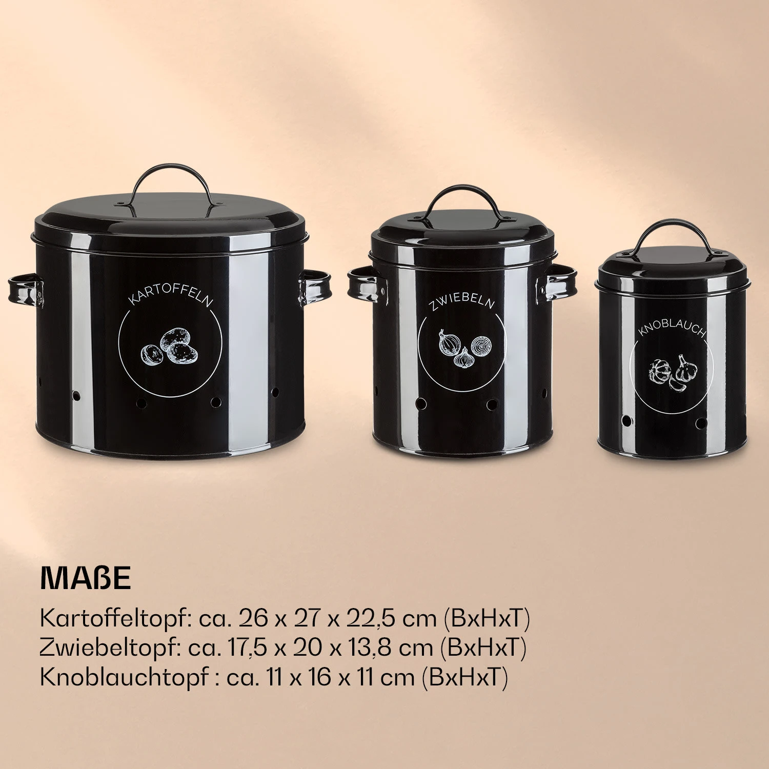 Aufbewahrungstöpfe 3er Set Metallblech Rund Deckel 8 Aufbewahrungstöpfe 3er Set Metallblech Rund Deckel – Bild 8