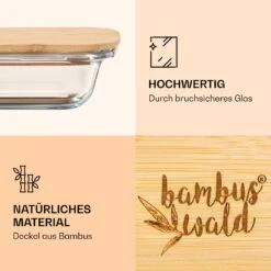Aufschnittbox Mit Deckel 1,6 Liter 2er Set Glas Bambus Hitzebeständig -Haushaltsgeräte Rabatte 10038231 de 0003 logo